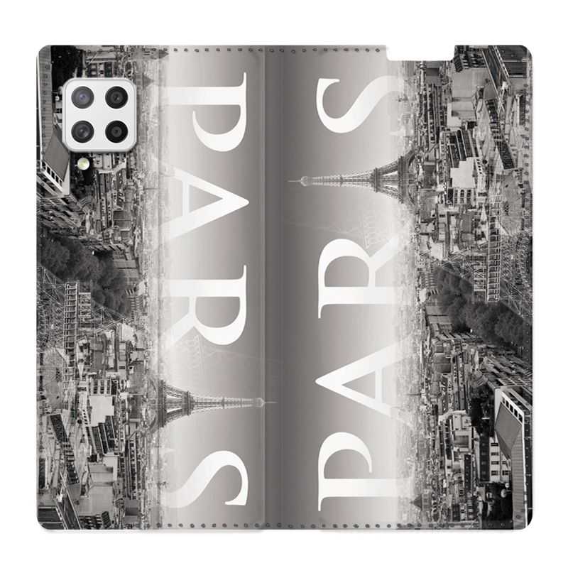 Housse Cuir Portefeuille Pour Samsung Galaxy A12 France Paris Vintage