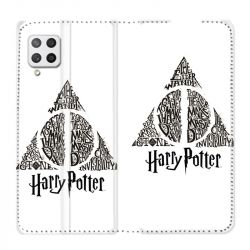Housse Cuir Portefeuille Pour Samsung Galaxy A12 WB License Harry Potter Triangle Blanc