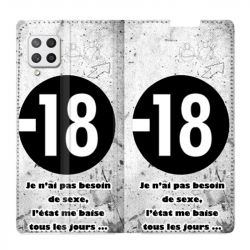 Housse Cuir Portefeuille Pour Samsung Galaxy A12 Humour 18 Ans