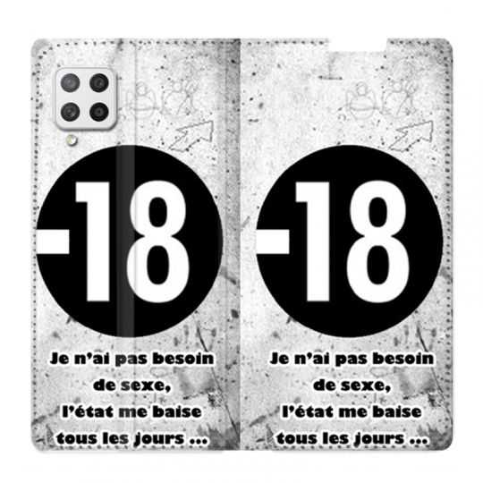 Housse Cuir Portefeuille Pour Samsung Galaxy A12 Humour 18 Ans