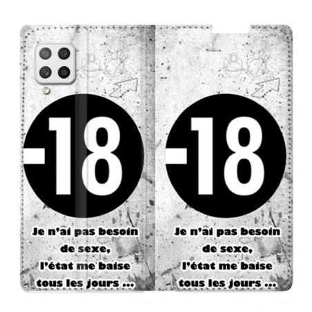 Housse Cuir Portefeuille Pour Samsung Galaxy A12 Humour 18 Ans