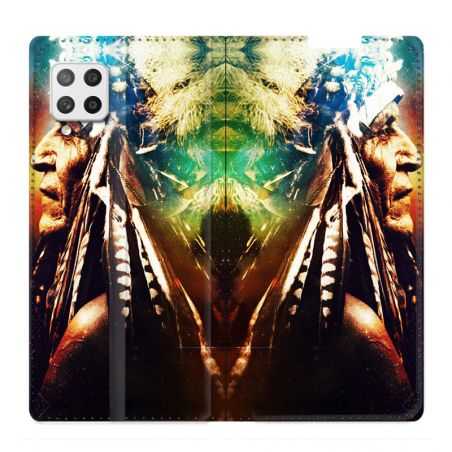 Housse Cuir Portefeuille Pour Samsung Galaxy A12 Indien