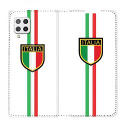 Housse Cuir Portefeuille Pour Samsung Galaxy A12 Italie 3 Blanc