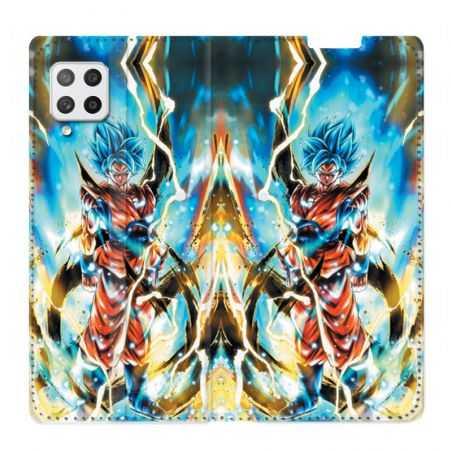 Housse Cuir Portefeuille Pour Samsung Galaxy A12 Manga Dragon Ball Sangoku Blanc