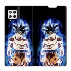Housse Cuir Portefeuille Pour Samsung Galaxy A12 Manga Dragon Ball Sangoku Noir