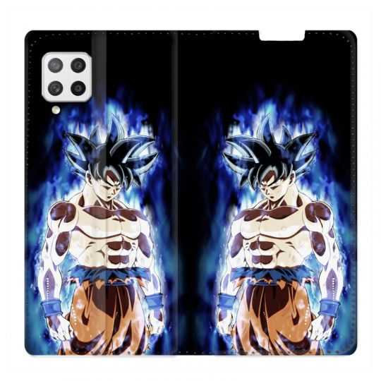 Housse Cuir Portefeuille Pour Samsung Galaxy A12 Manga Dragon Ball Sangoku Noir