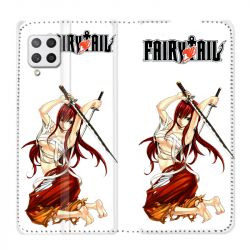 Housse Cuir Portefeuille Pour Samsung Galaxy A12 Manga Fairy Tail Erza