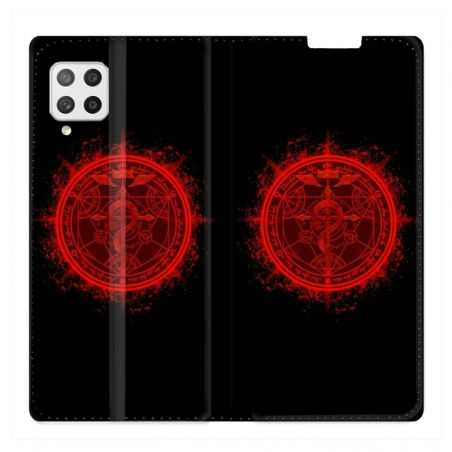 Housse Cuir Portefeuille Pour Samsung Galaxy A12 Manga Fullmetal Alchemist Logo