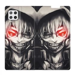 Housse Cuir Portefeuille Pour Samsung Galaxy A12 Manga Kaneki Noir