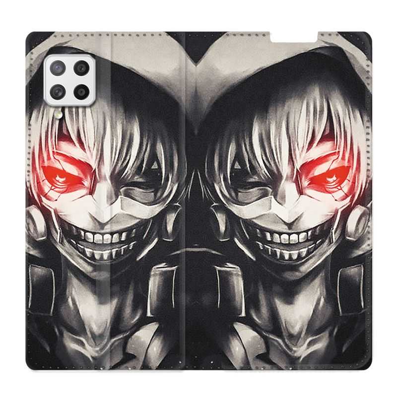 Housse Cuir Portefeuille Pour Samsung Galaxy A12 Manga Kaneki Noir