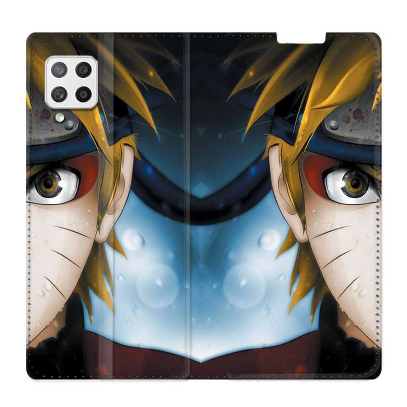 Housse Cuir Portefeuille Pour Samsung Galaxy A12 Manga Naruto Blanc