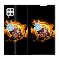 Housse Cuir Portefeuille Pour Samsung Galaxy A12 Manga Naruto Noir