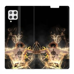 Housse Cuir Portefeuille Pour Samsung Galaxy A12 Manga One Piece Ace Noir