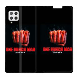Housse Cuir Portefeuille Pour Samsung Galaxy A12 Manga One Punch Man Poing