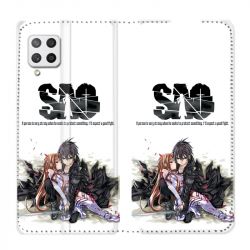 Housse Cuir Portefeuille Pour Samsung Galaxy A12 Manga SAO sword Art Online Blanc