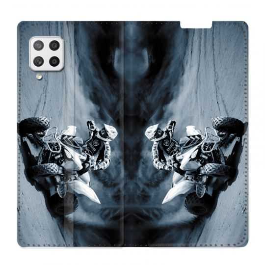 Housse Cuir Portefeuille Pour Samsung Galaxy A12 Moto Quad