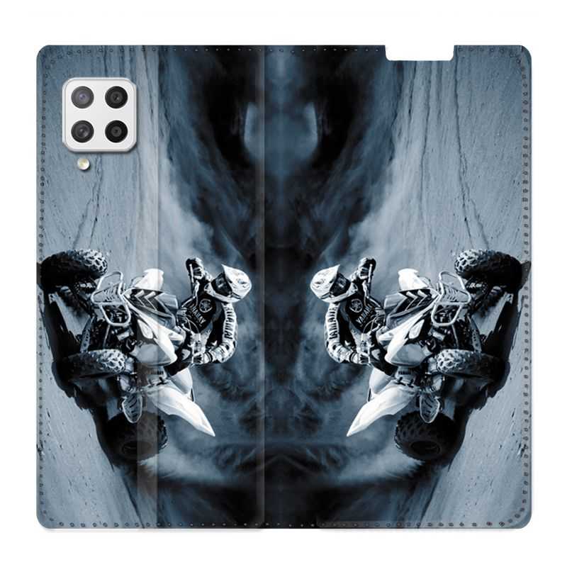 Housse Cuir Portefeuille Pour Samsung Galaxy A12 Moto Quad