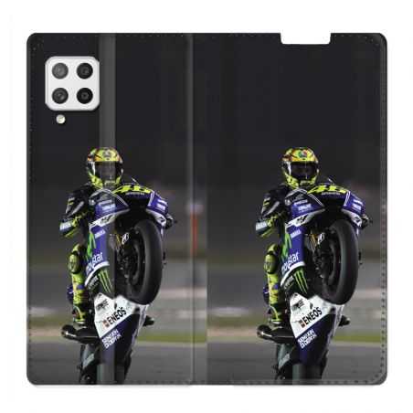 Housse Cuir Portefeuille Pour Samsung Galaxy A12 Moto Wheeling