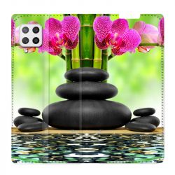 Housse Cuir Portefeuille Pour Samsung Galaxy A12 Orchidee Eau