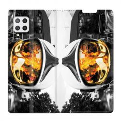 Housse Cuir Portefeuille Pour Samsung Galaxy A12 Pompier Casque Feu