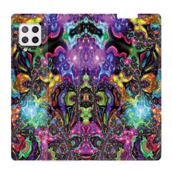 Housse Cuir Portefeuille Pour Samsung Galaxy A12 Psychedelic Colore