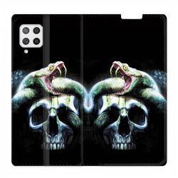 Housse Cuir Portefeuille Pour Samsung Galaxy A12 serpent Crane