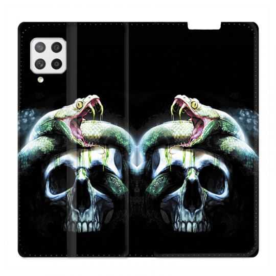 Housse Cuir Portefeuille Pour Samsung Galaxy A12 serpent Crane
