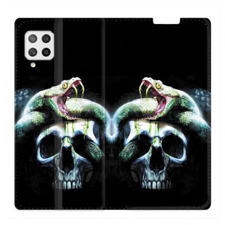 Housse Cuir Portefeuille Pour Samsung Galaxy A12 serpent Crane