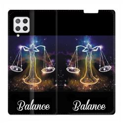 Housse Cuir Portefeuille Pour Samsung Galaxy A12 Signe Zodiaque 2 Balance