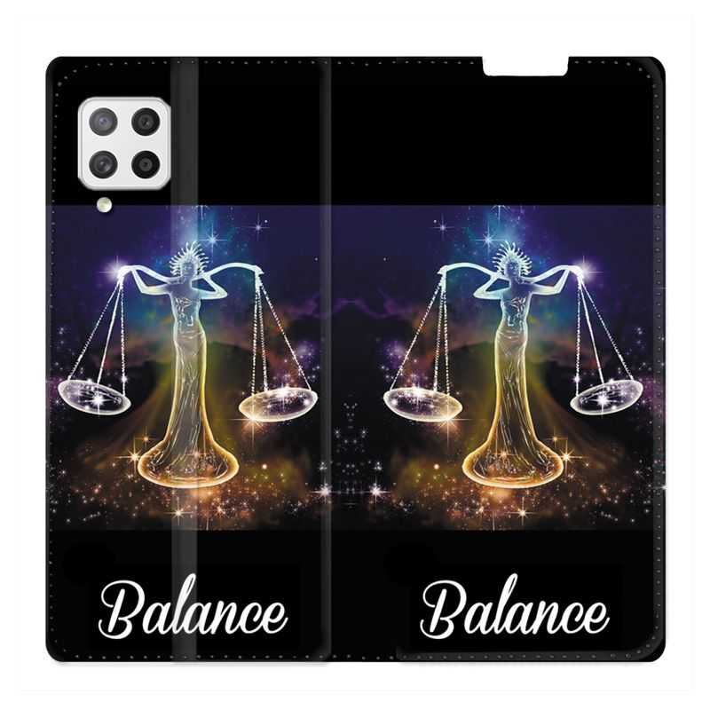 Housse Cuir Portefeuille Pour Samsung Galaxy A12 Signe Zodiaque 2 Balance