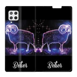 Housse Cuir Portefeuille Pour Samsung Galaxy A12 Signe Zodiaque 2 Bélier