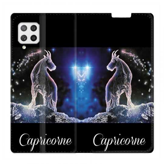 Housse Cuir Portefeuille Pour Samsung Galaxy A12 Signe Zodiaque 2 Capricorne