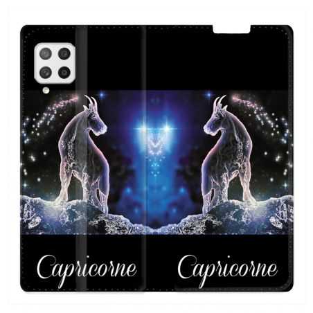 Housse Cuir Portefeuille Pour Samsung Galaxy A12 Signe Zodiaque 2 Capricorne