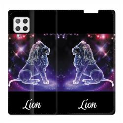 Housse Cuir Portefeuille Pour Samsung Galaxy A12 Signe Zodiaque 2 Lion
