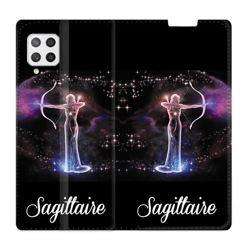 Housse Cuir Portefeuille Pour Samsung Galaxy A12 Signe Zodiaque 2 Sagittaire