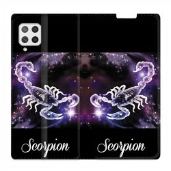 Housse Cuir Portefeuille Pour Samsung Galaxy A12 Signe Zodiaque 2 Scorpion
