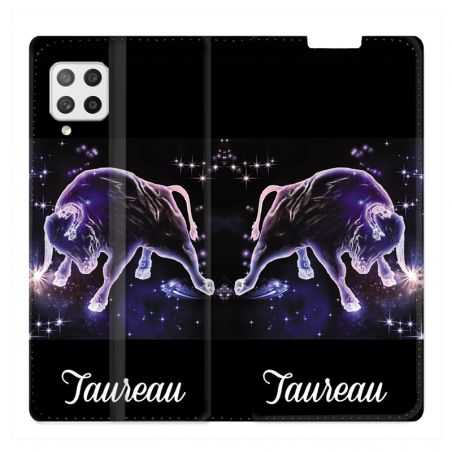 Housse Cuir Portefeuille Pour Samsung Galaxy A12 Signe Zodiaque 2 Taureau