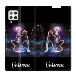 Housse Cuir Portefeuille Pour Samsung Galaxy A12 Signe Zodiaque 2 Verseau