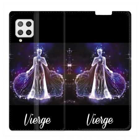 Housse Cuir Portefeuille Pour Samsung Galaxy A12 Signe Zodiaque 2 Vierge