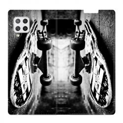Housse Cuir Portefeuille Pour Samsung Galaxy A12 Skate Vintage