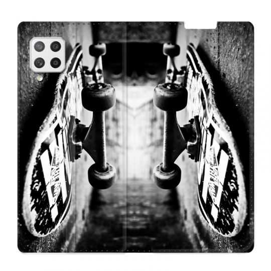 Housse Cuir Portefeuille Pour Samsung Galaxy A12 Skate Vintage