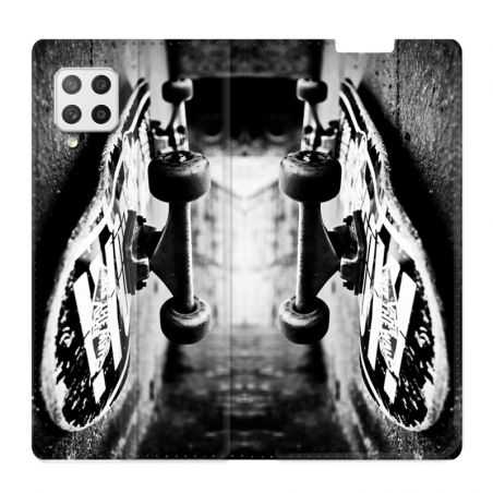 Housse Cuir Portefeuille Pour Samsung Galaxy A12 Skate Vintage