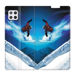 Housse Cuir Portefeuille Pour Samsung Galaxy A12 Snowboard Saut