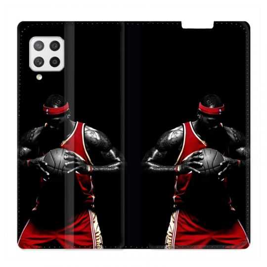 Housse Cuir Portefeuille Pour Samsung Galaxy A12 Basketeur