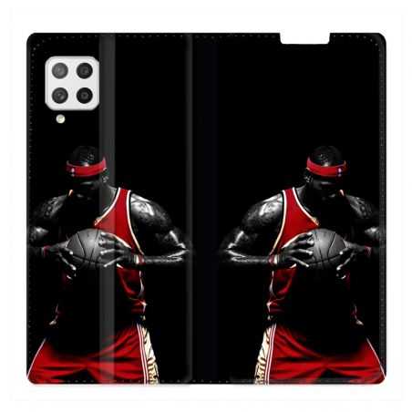 Housse Cuir Portefeuille Pour Samsung Galaxy A12 Basketeur