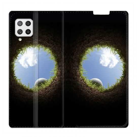 Housse Cuir Portefeuille Pour Samsung Galaxy A12 Golf Trou