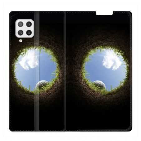 Housse Cuir Portefeuille Pour Samsung Galaxy A12 Golf Trou