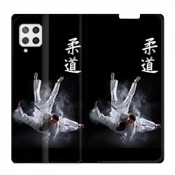 Housse Cuir Portefeuille Pour Samsung Galaxy A12 Judo Noir