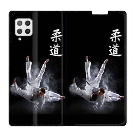 Housse Cuir Portefeuille Pour Samsung Galaxy A12 Judo Noir