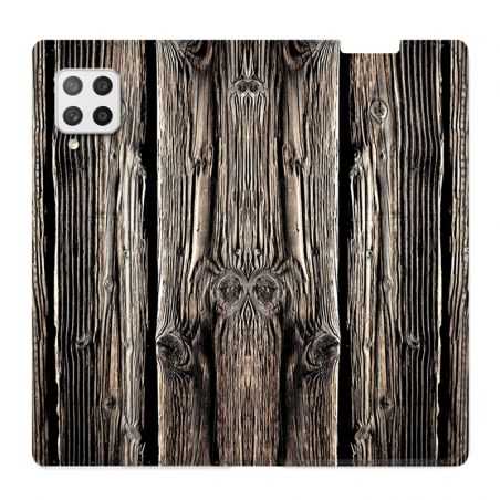 Housse Cuir Portefeuille Pour Samsung Galaxy A12 Texture Bois